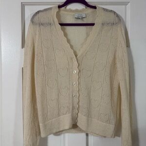 & Other Stories Cream Heart-Detail V-Neck Cardigan